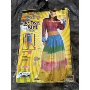 Hippie Skirt 2‎ Piece Multi Colored Gauze 1960's Style Costume Skirt & Slip